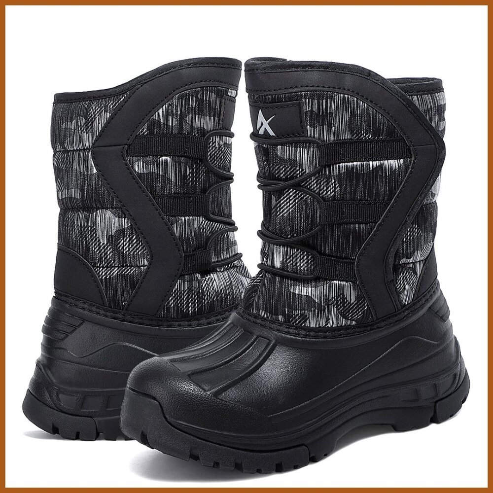 Waterproof Snow Boots with Faux Fur Lining Slip Resistant Winter Shoes